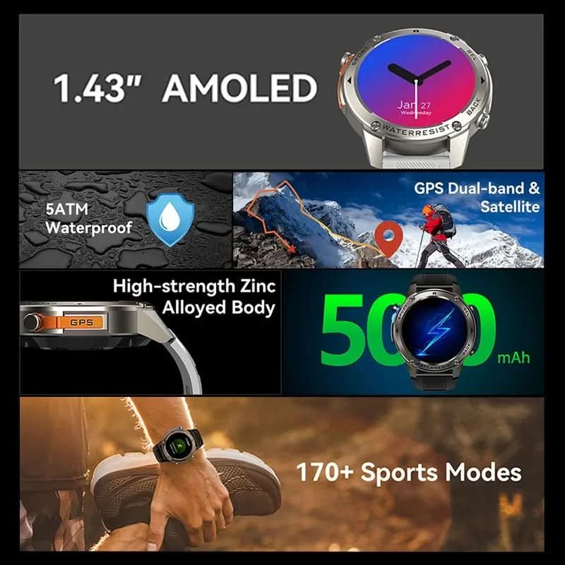 RidgeNova X Outdoor Smartwatch — Satellite GPS, Digital Compass, Comprehensive Health Monitoring