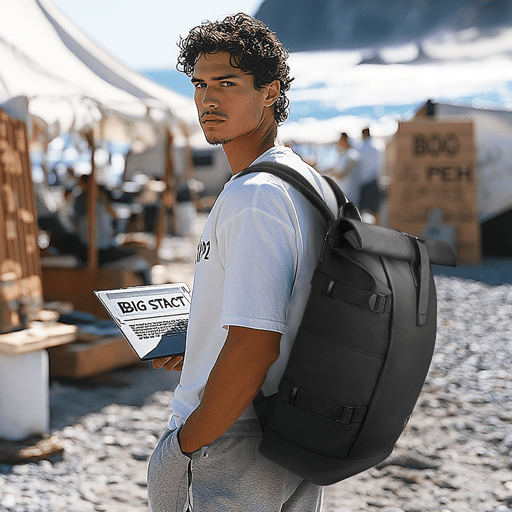 TrailNova Expandable Outdoor Backpack — Laptop Compartment, Roll-Top Closure, Large Capacity