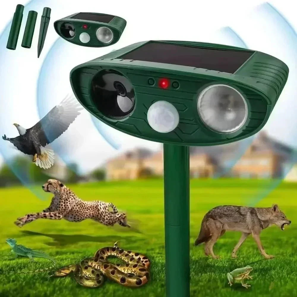 SonicGuard Ultrasonic Animal Repeller — 25 kHz Wave, Blue Flash Lamp