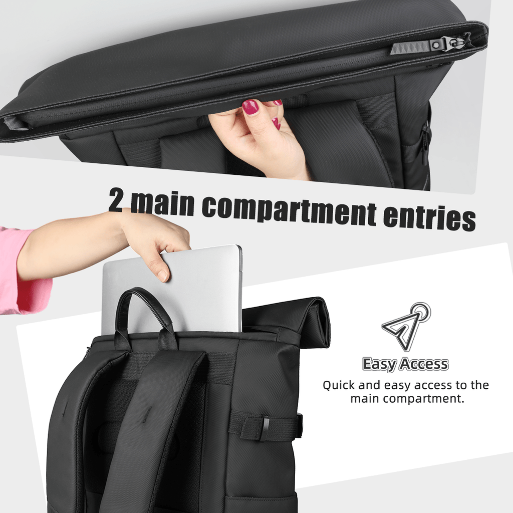 TrailNova Expandable Outdoor Backpack — Laptop Compartment, Roll-Top Closure, Large Capacity
