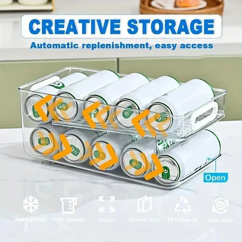 Dispensador de latas de dois níveis FrostKeeper — suporte de bebidas alimentado por gravidade