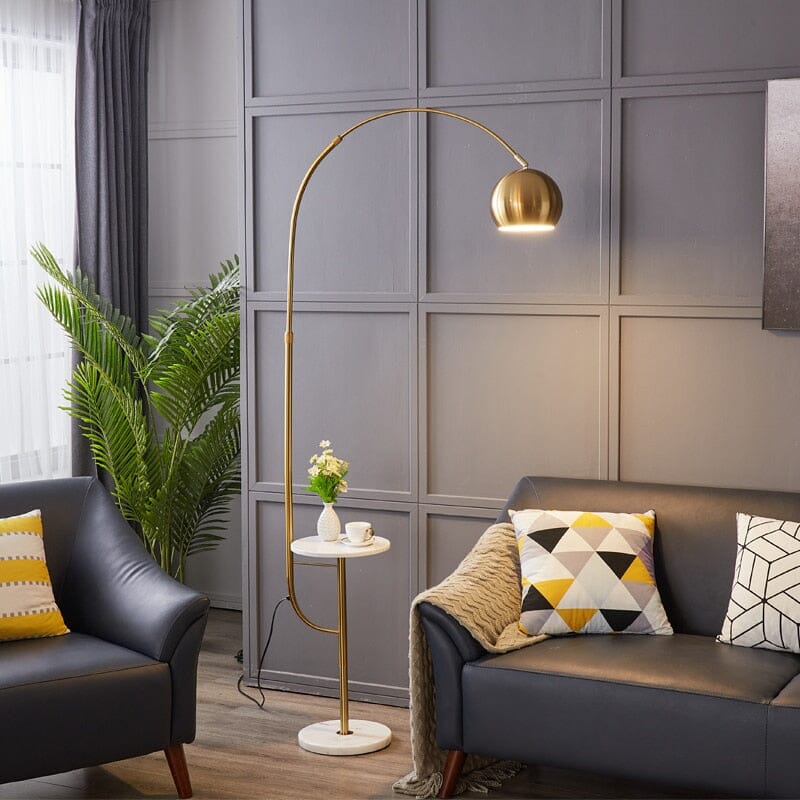 Aurelia Arc Floor Lamp Gold and White with Arch Style