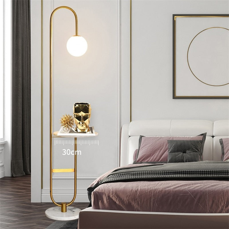 Lynora Nordic LED Floor Lamp With Round Integrated Table