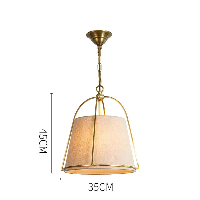 Elara Contemporary Fabric Pendant Light with Brass Frame