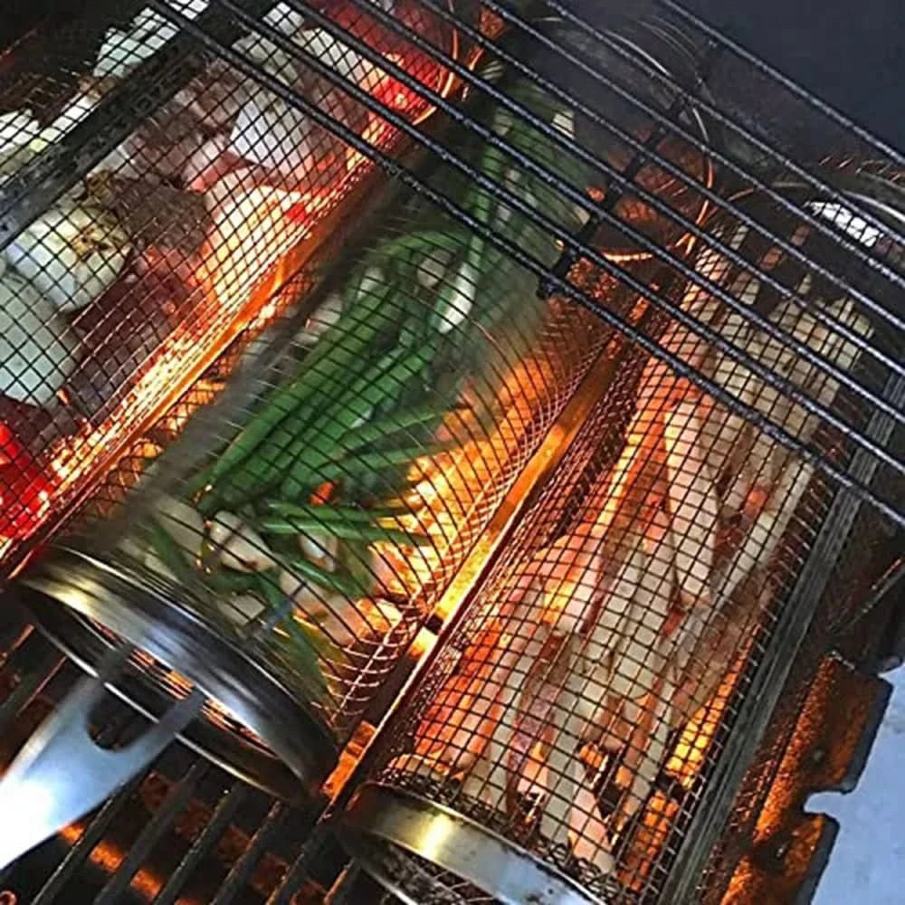 سلة شواء دوّارة من الفولاذ المقاوم للصدأ AeroGrill — تصميم للطهي المتساوي بزاوية 360°