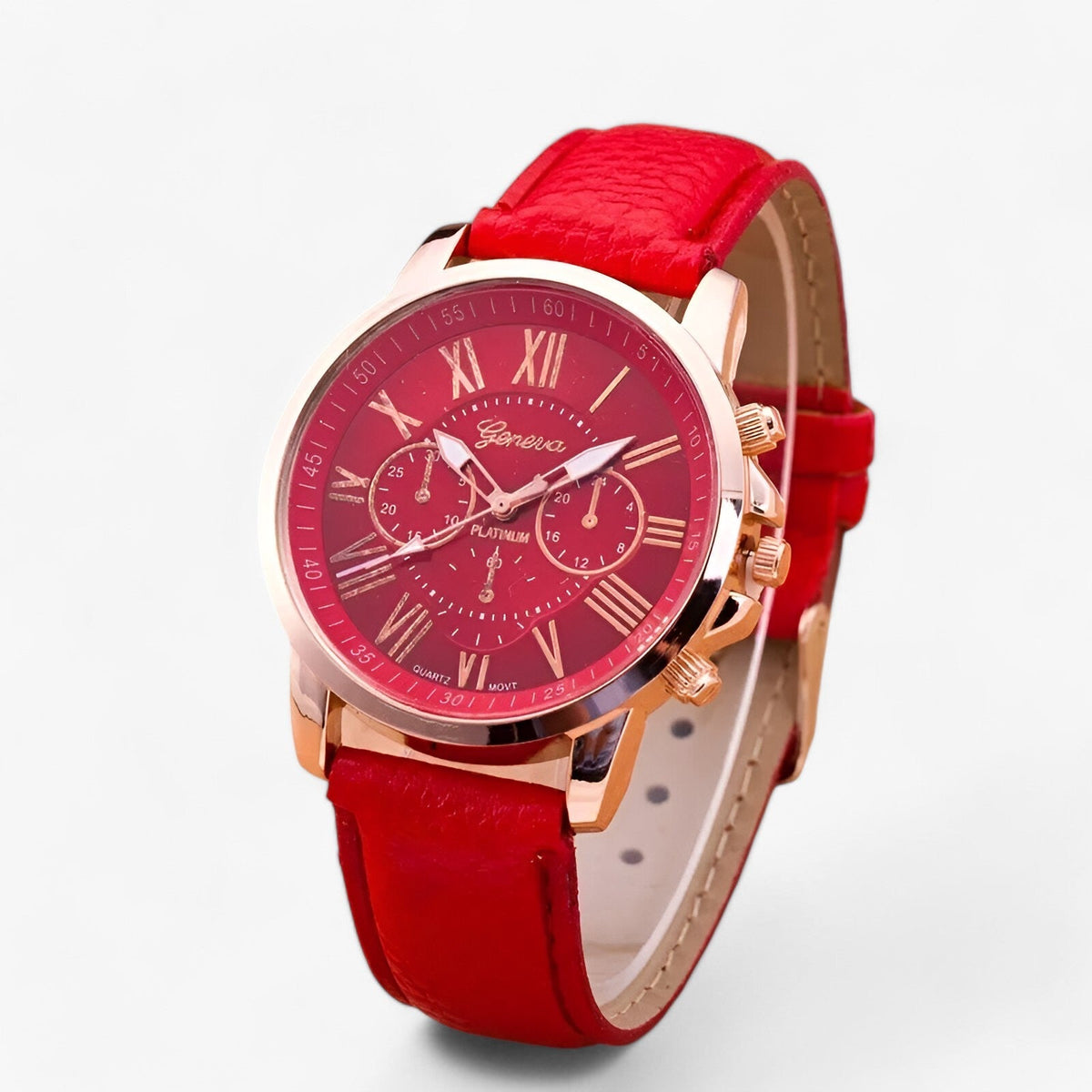 Elegant klassisk damklocka - armband i äkta läder