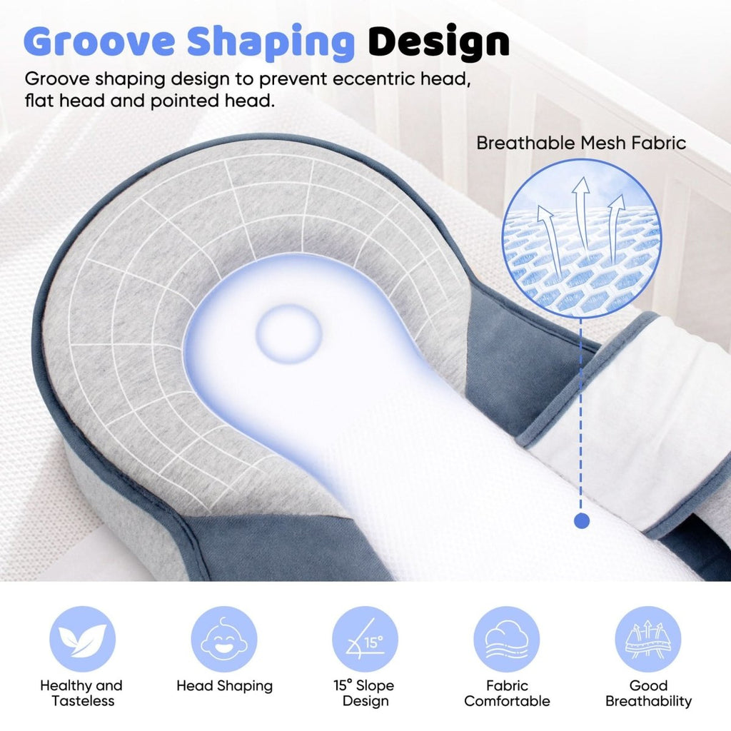 NurtureNest Ergonomic Baby Pillow — Curved Profile Positioning Cushion