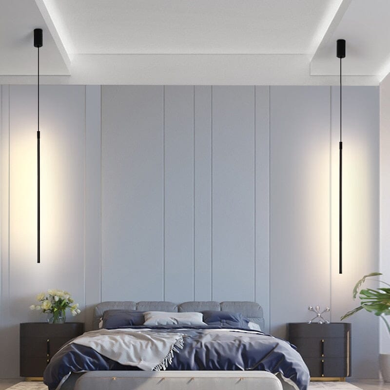 Luxe Linear LED Bedside Pendant Lamps for Cozy Bedrooms