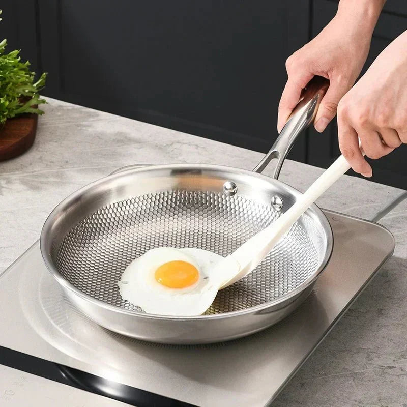 AuroraChef 28/30 Cm Stainless Steel 304 Wok Pan — Without Coating, Gas and Induction Compatible
