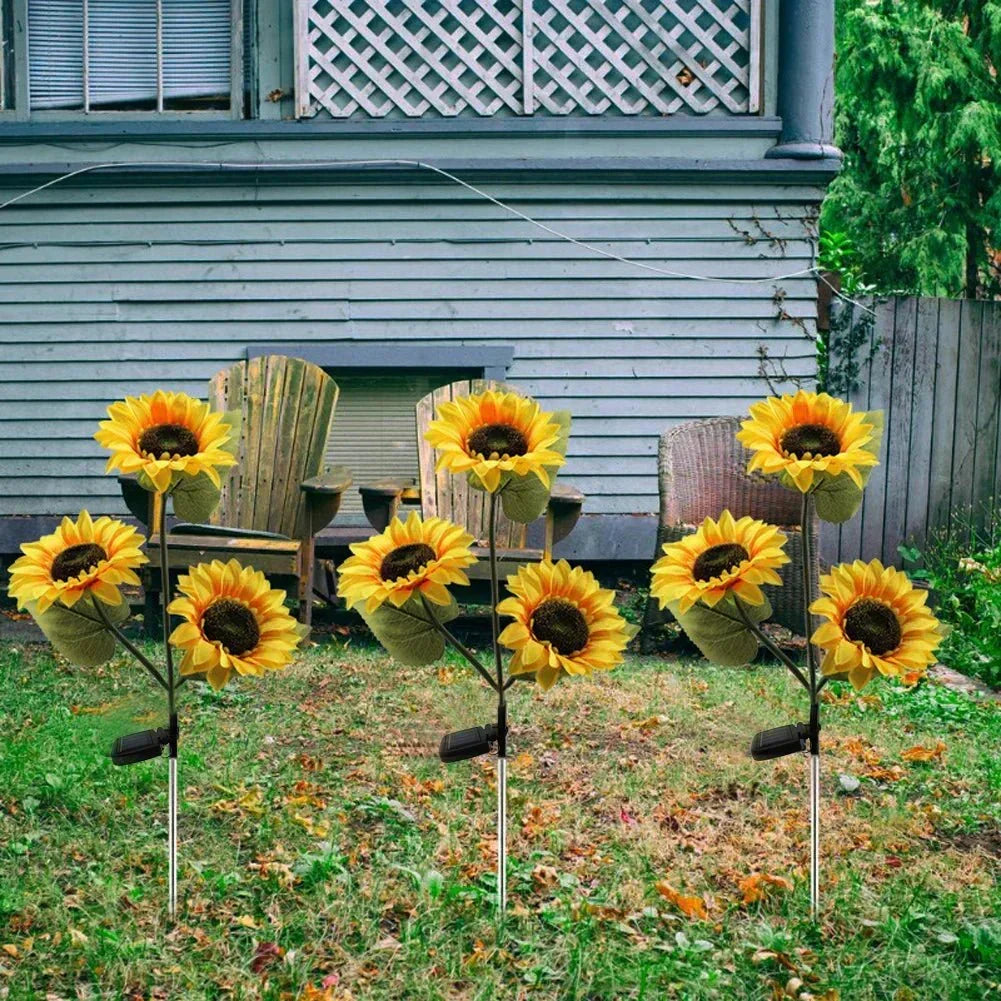 Vanntett solcelledrevet solsikkelampe — botanisk silhuett, automatisk belysning