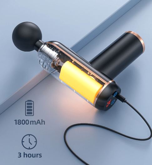 Massaggiatore a percussione PulseFlex Pro — Quattro testine per massaggio, ricaricabile, design compatto