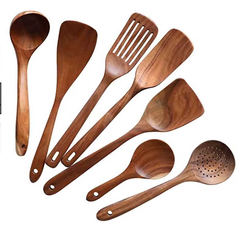 NaturPur Wooden Cooking Utensil Set — Storage Basket Included