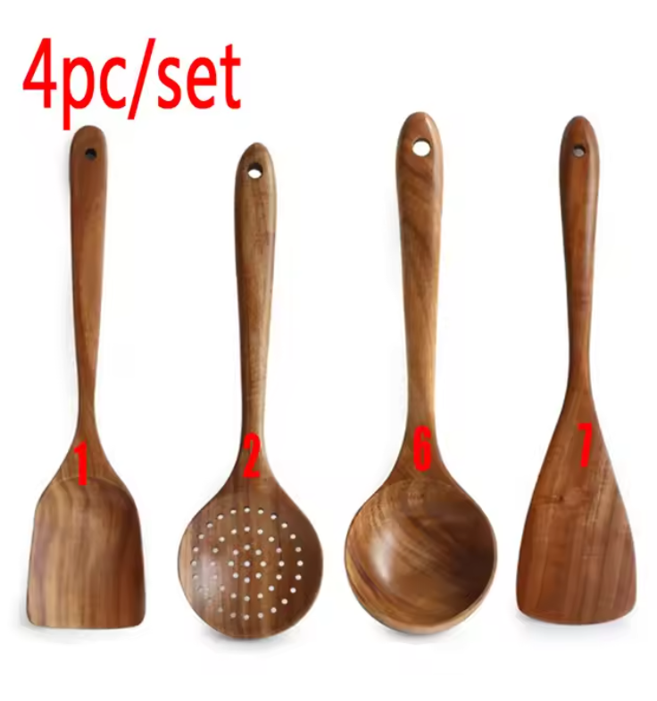 NaturPur Wooden Cooking Utensil Set — Storage Basket Included