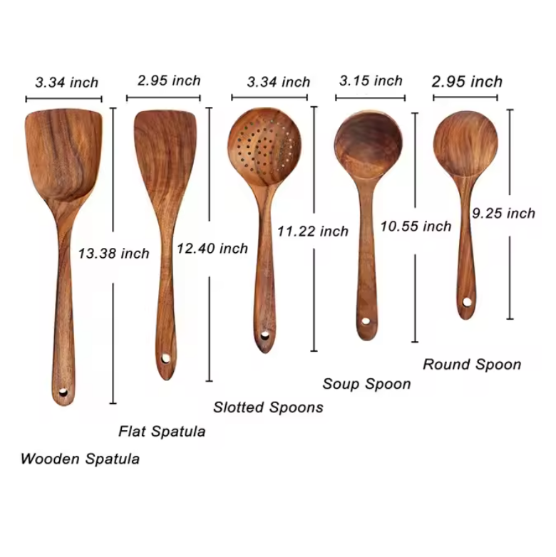NaturPur Wooden Cooking Utensil Set — Storage Basket Included