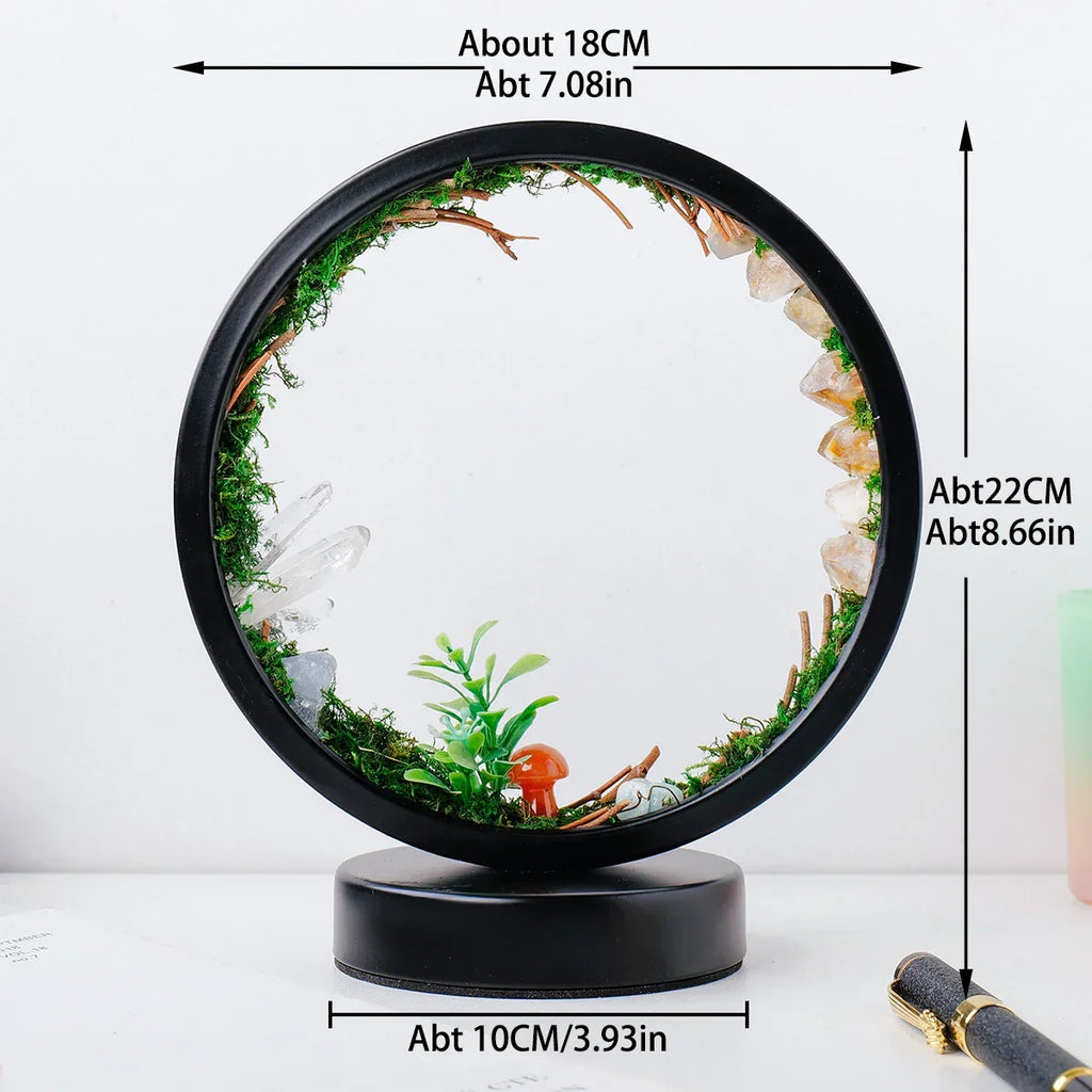 Light Spell Night Light — Round Frame, Plants & Crystals