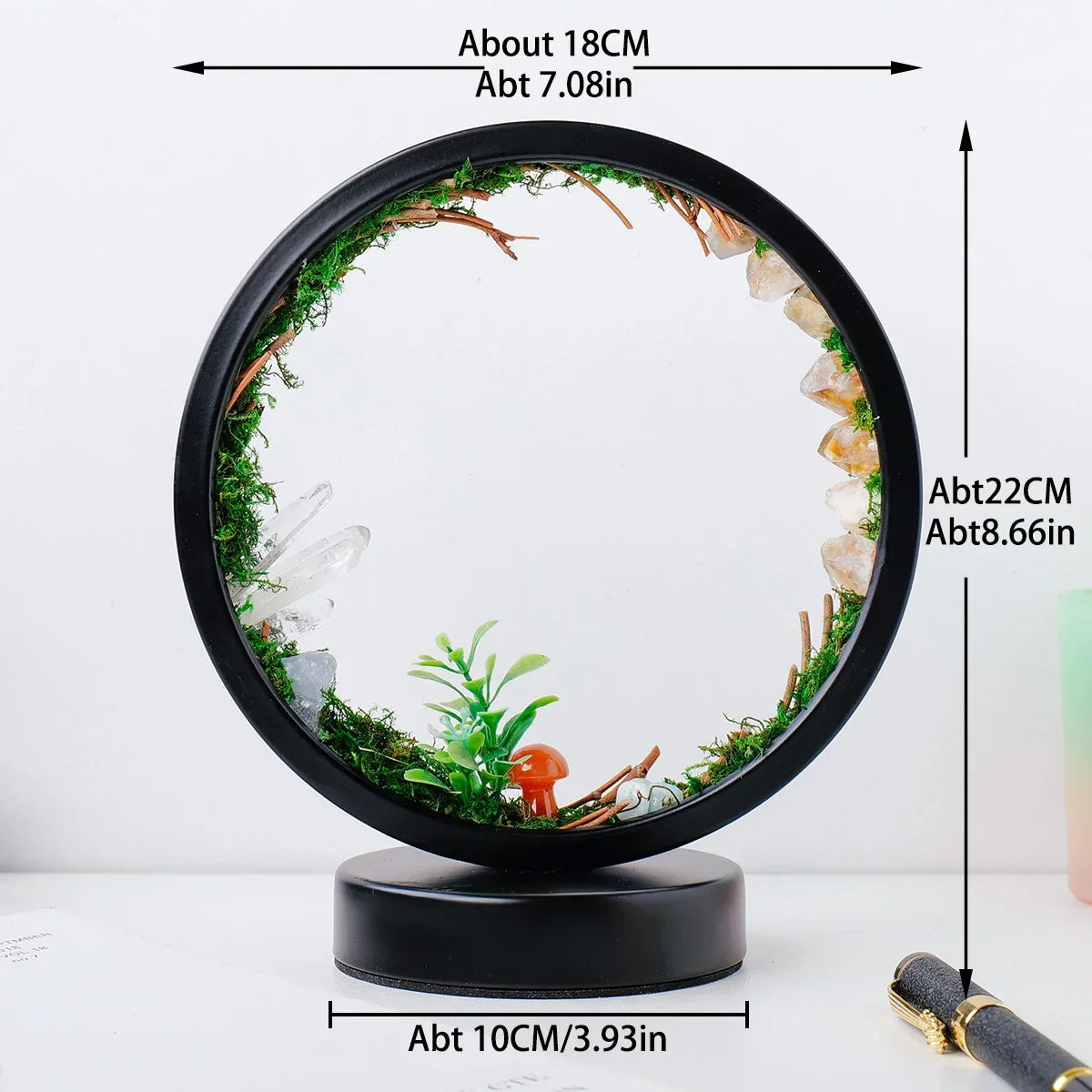 Light Spell Night Light — Round Frame, Plants & Crystals