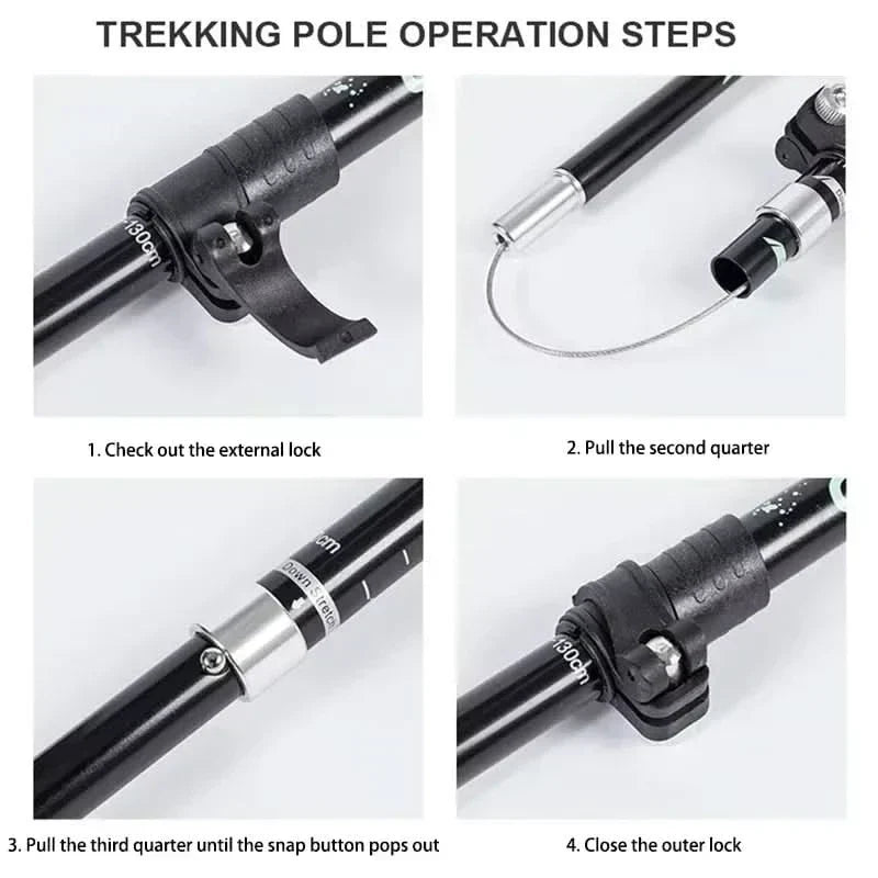TrailPeak sammenklappelige trekkingstave — kompakt, sammenfoldeligt design