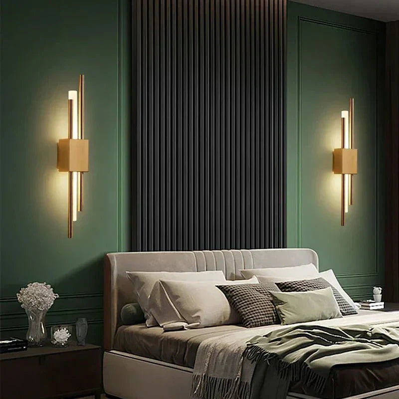 NovaGlow moderne LED-Wandleuchte — Rahmen aus Metall und Acryl, drei Lichtfarben