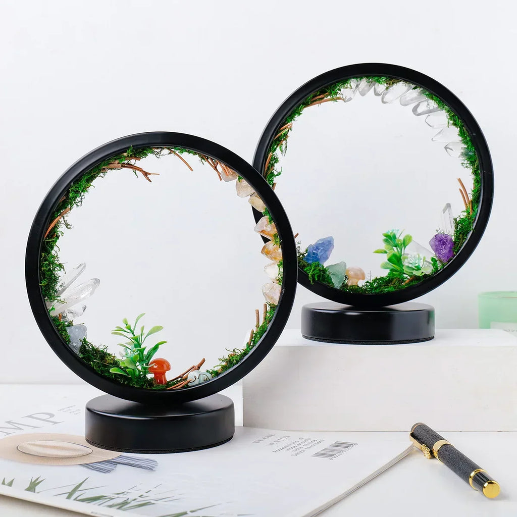 Light Spell Night Light — Round Frame, Plants & Crystals