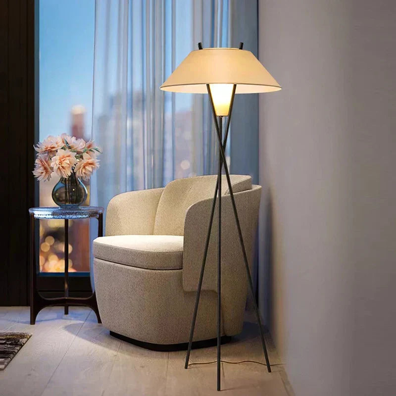 Aeris | Floor Lamp With Tripod Stand And Fabric Shade