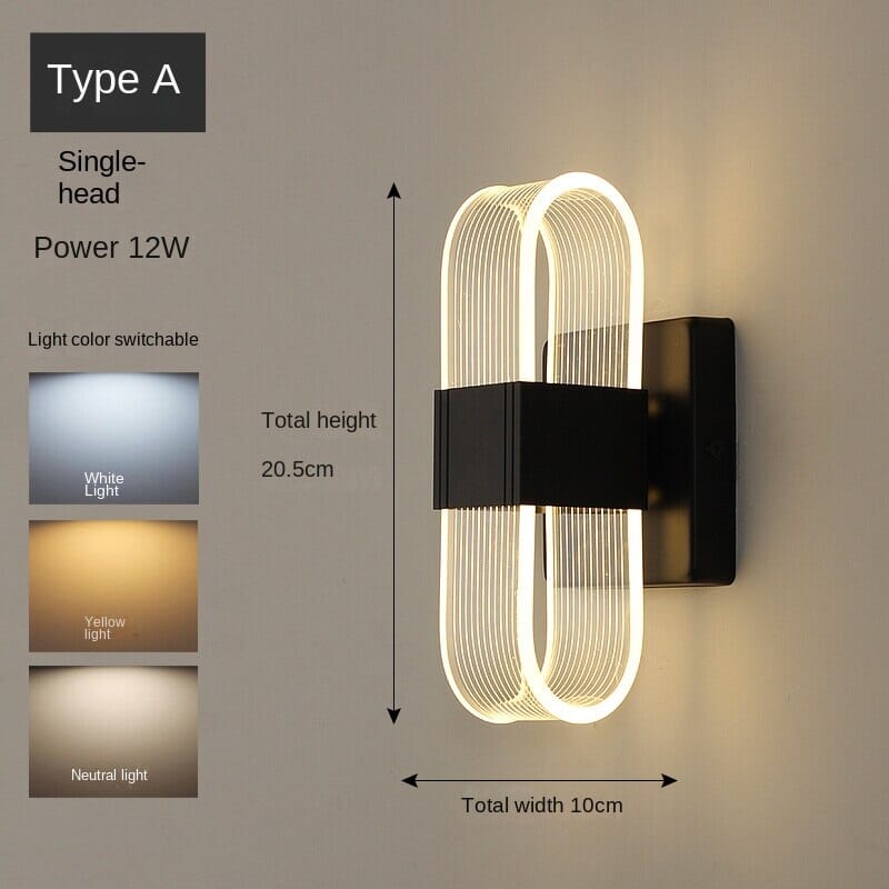 Luxury Acrylic LED Wall Lamp With Aluminum and Iron Accents