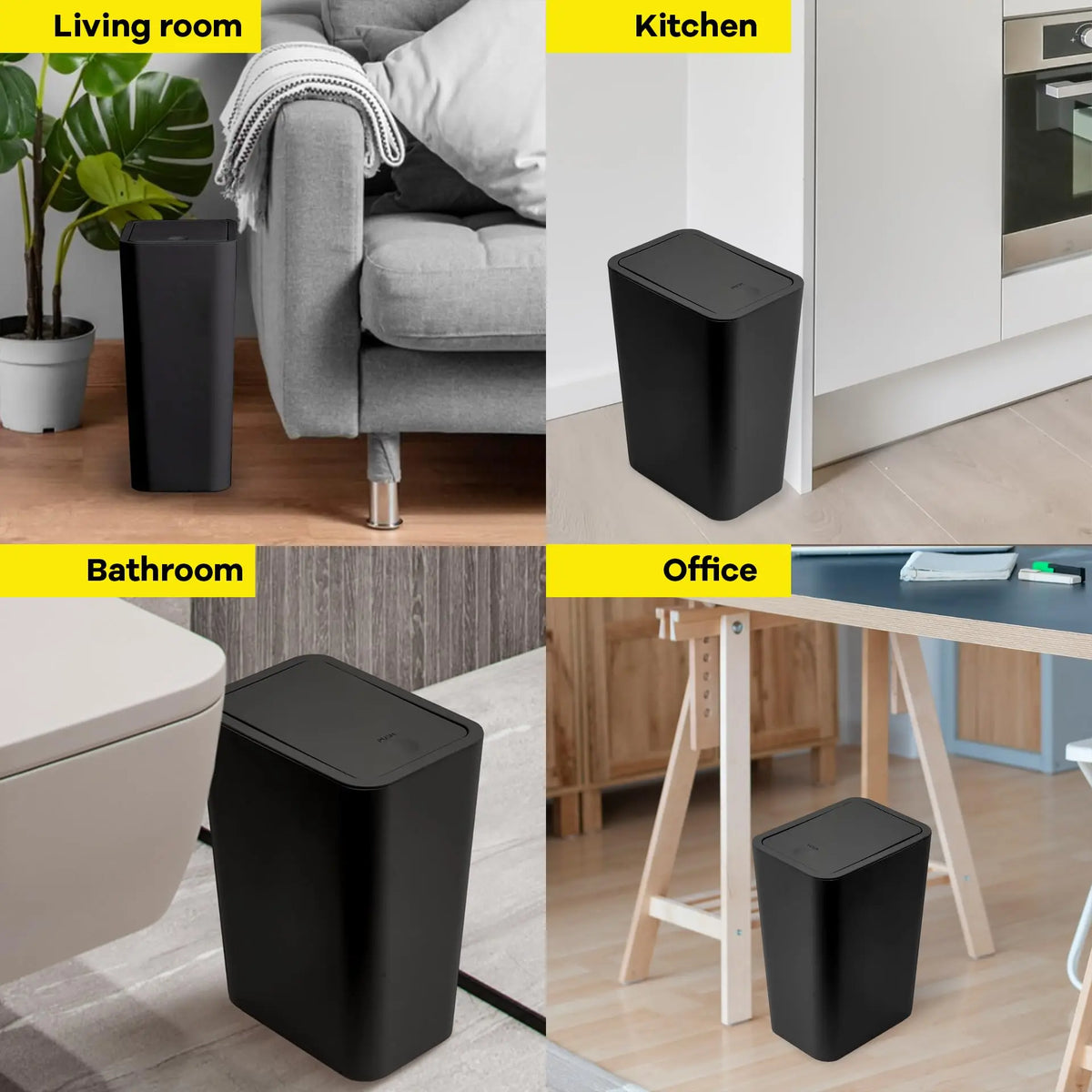 SmartClean 10L Bathroom Trash Can — Hygienic Push Lid