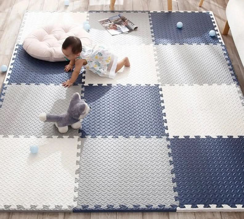 CuddleNest Baby-Spielmatte – 12 ineinandergreifende Teile, 2–3 cm dicke gepolsterte Bodenmatte