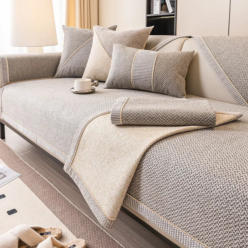 TerraWeave Non-Slip Cotton Linen Sofa Cover
