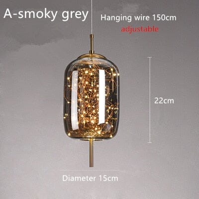 Lyra Nordic Vintage Glass Stone And Steel Pendant Lights Chrome Finish