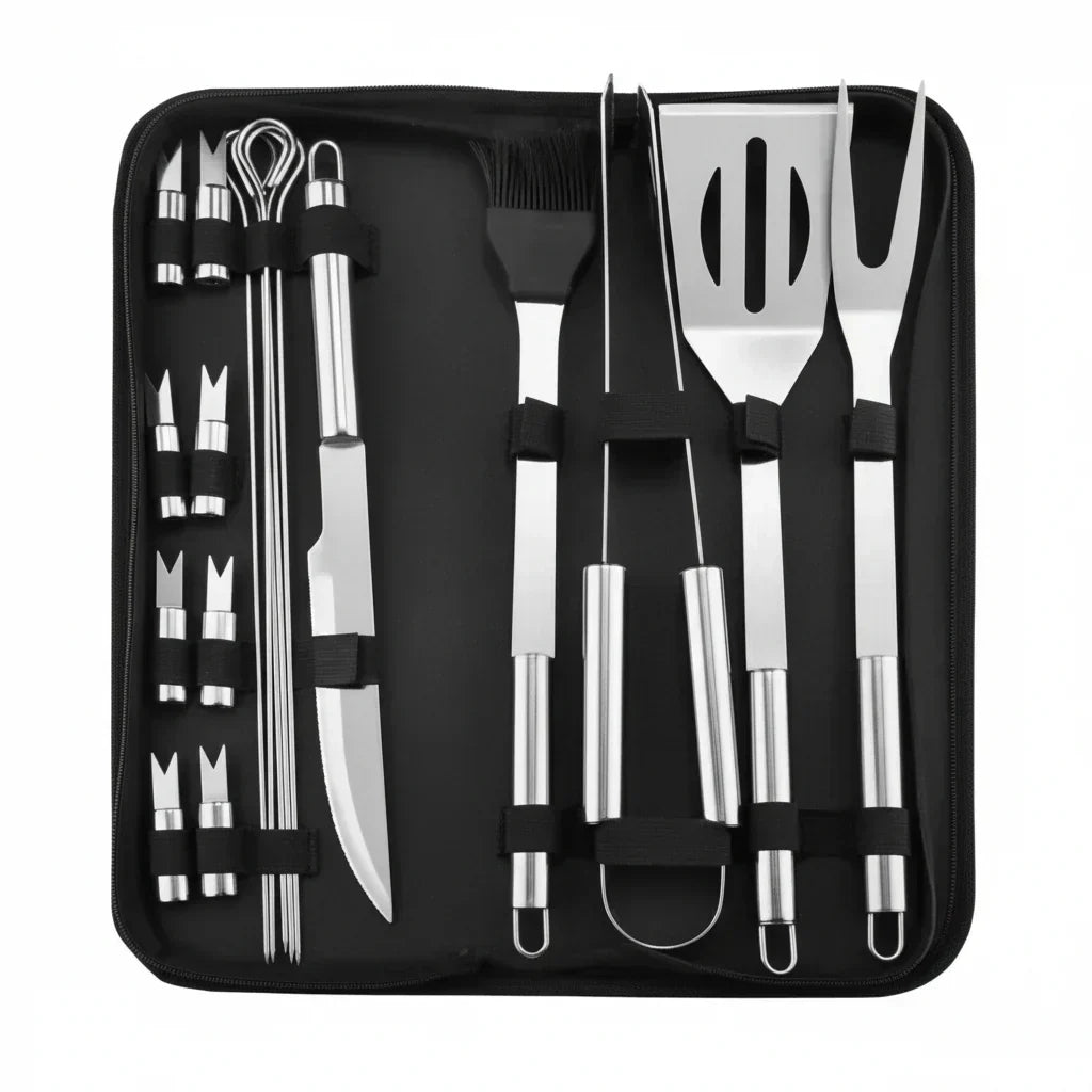 BlazeChef Elite Grillbesteck-Set aus Edelstahl — langlebige Grillutensilien