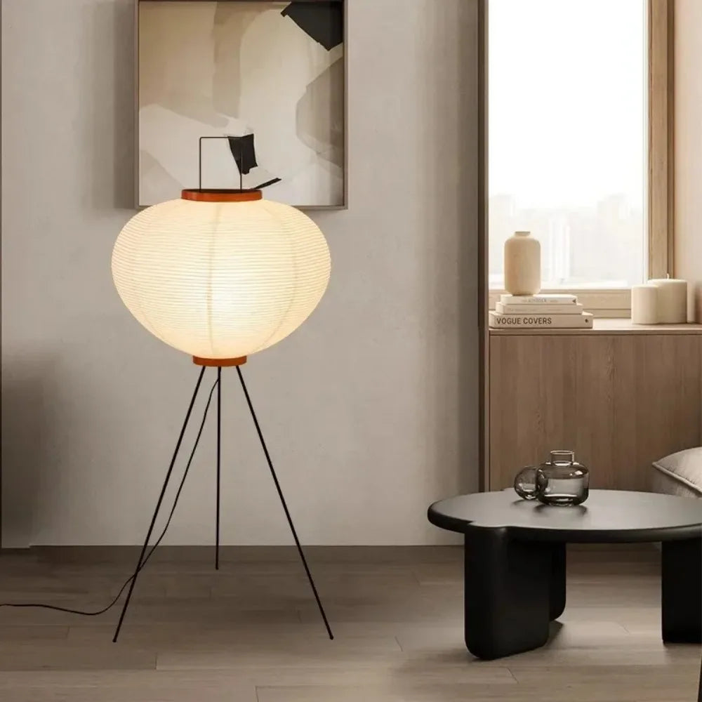 Mirenai Japanese Wabi Sabi Rice Paper Floor Lamp Soft Glow