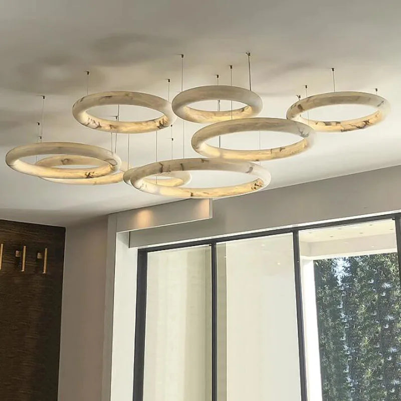 Aurelian Brass Pendant Light With Spanish Marble Orb