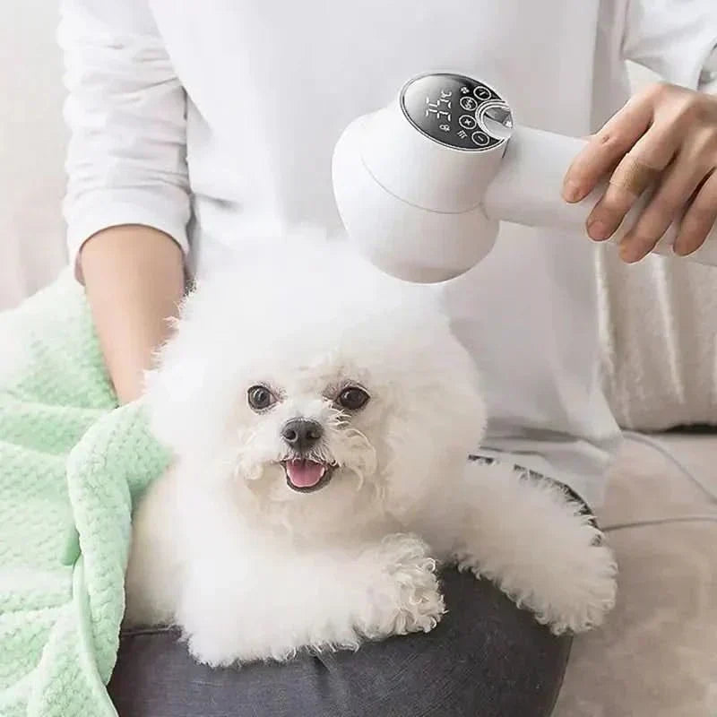 VelvetPaw Dryer — Rotating Brush Head, Integrated Warm-Air Fan, Gentle Drying and Brushing