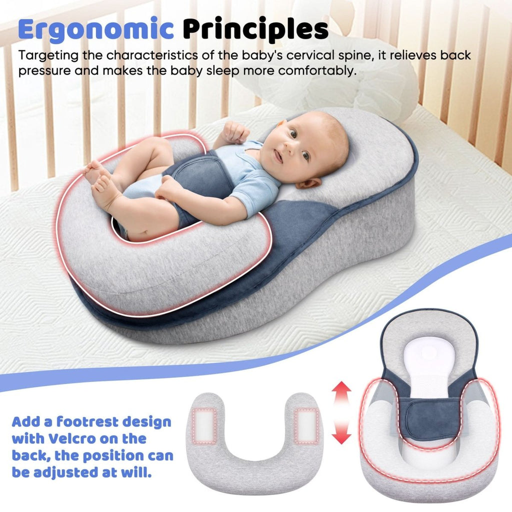 NurtureNest Ergonomic Baby Pillow — Curved Profile Positioning Cushion