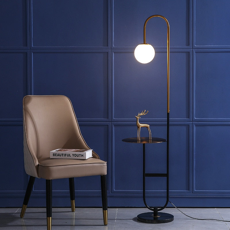 Lynora Nordic LED Floor Lamp With Round Integrated Table