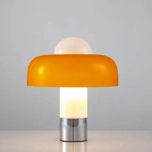 Aurelio | Oranžová skleněná akcentní lampa Bauhaus ve tvaru houby