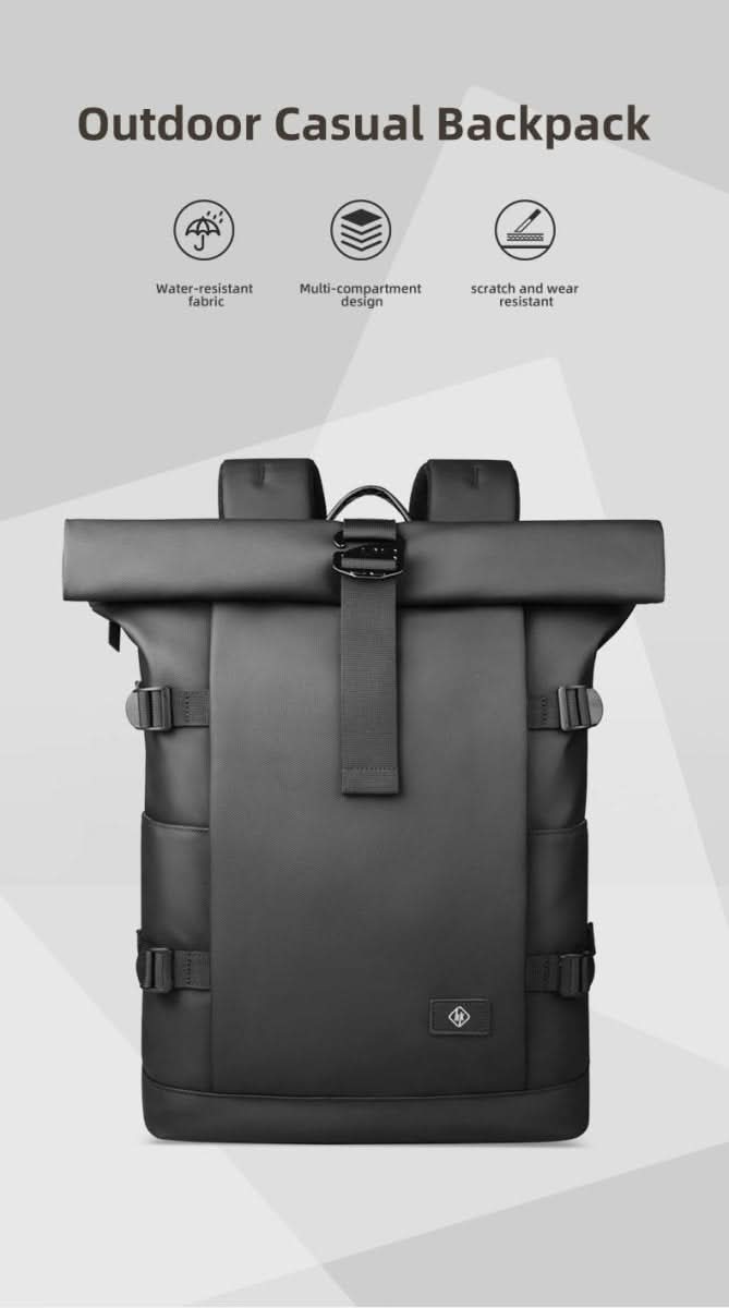 TrailNova Expandable Outdoor Backpack — Laptop Compartment, Roll-Top Closure, Large Capacity