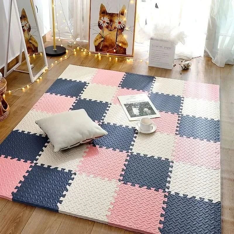 CuddleNest Baby-Spielmatte – 12 ineinandergreifende Teile, 2–3 cm dicke gepolsterte Bodenmatte