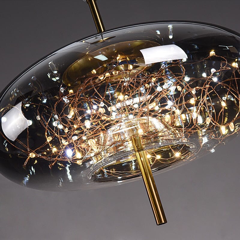 Lyra Nordic Vintage Glass Stone And Steel Pendant Lights Chrome Finish
