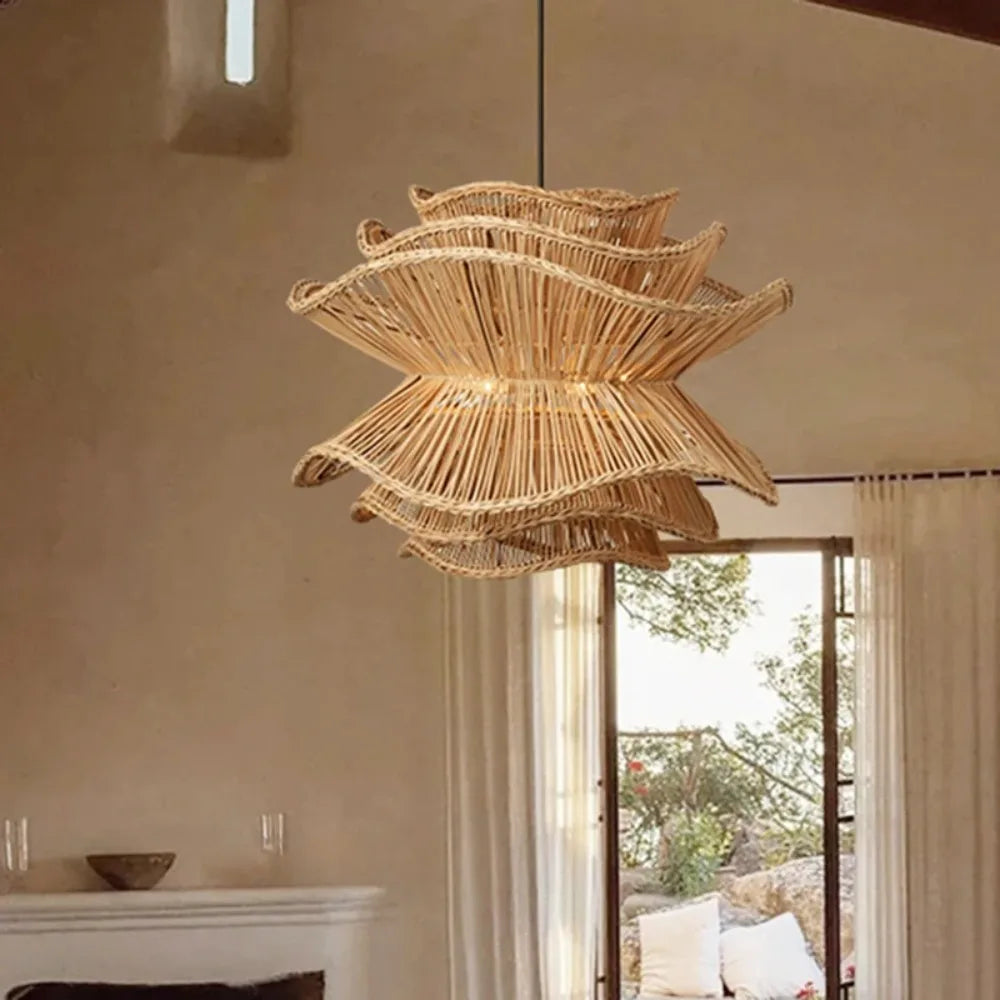 Vellori Layered Rattan Hanging Lamp Scandinavian Style