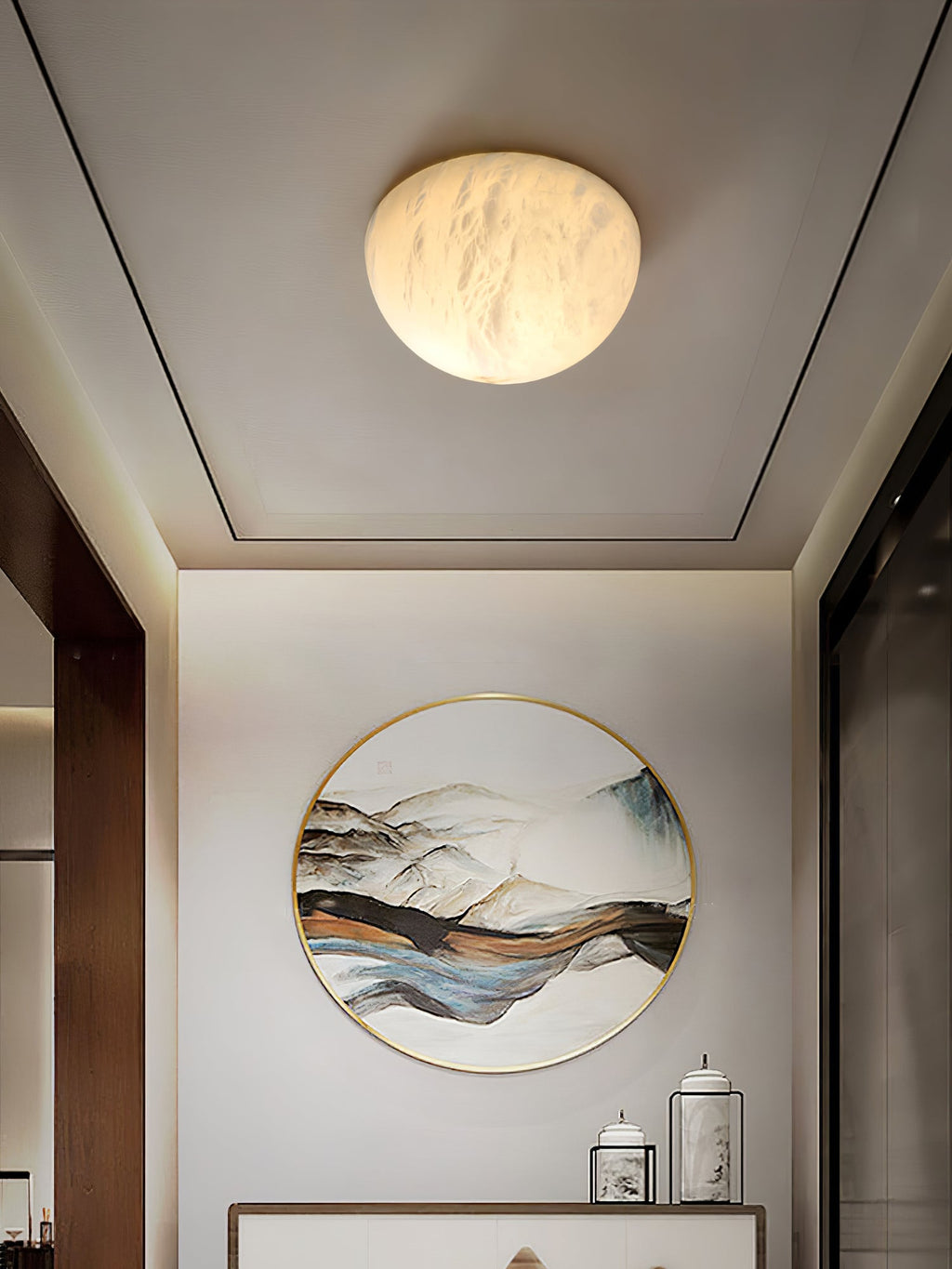 Visoliel Minimalist Alabaster Ceiling Light | ventumra