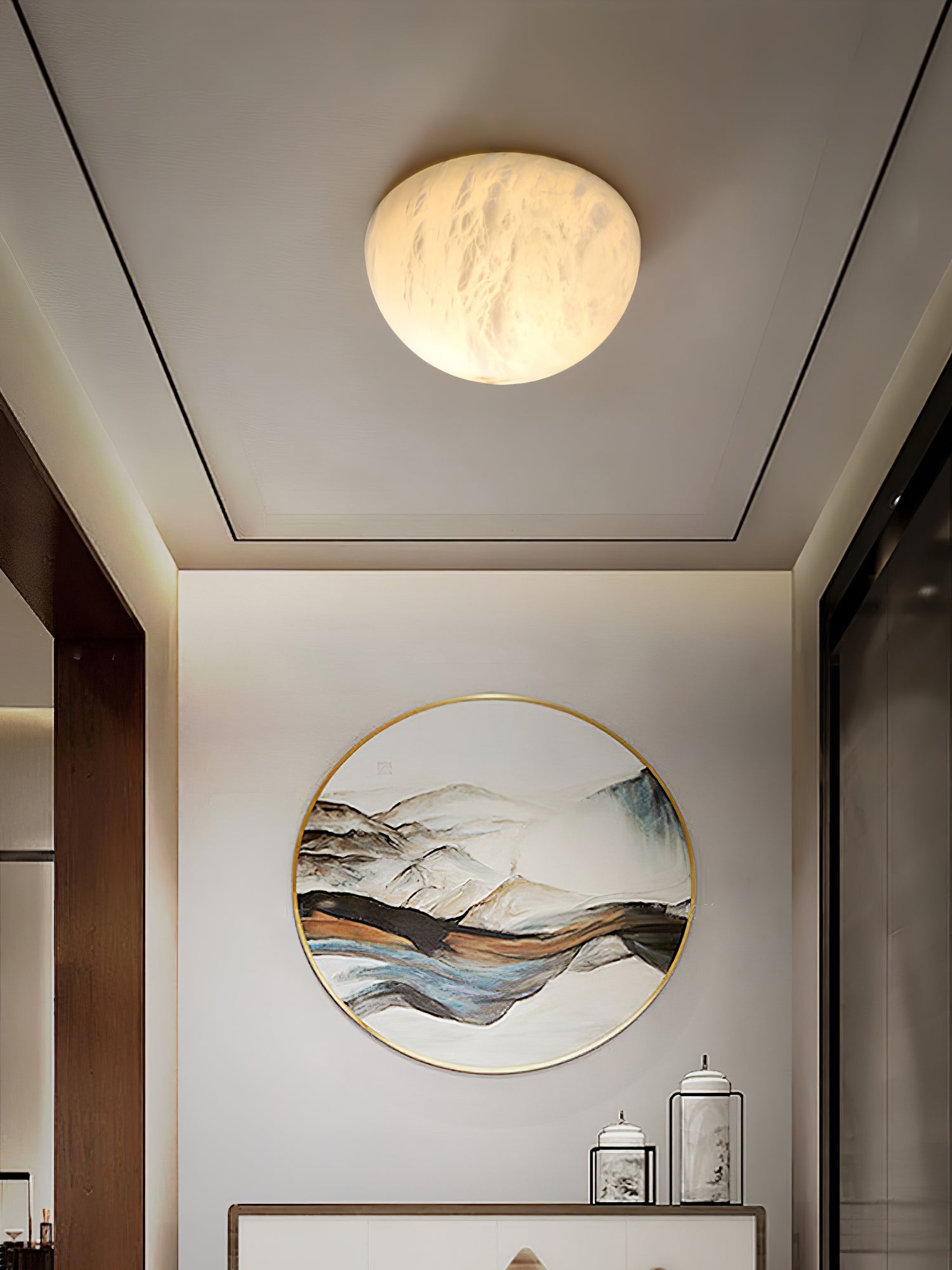 Visoliel Minimalist Alabaster Ceiling Light | ventumra