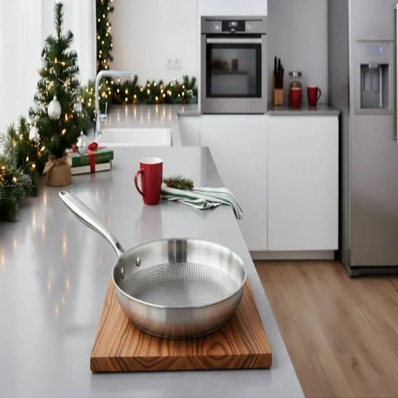 AuroraChef 28/30 Cm Stainless Steel 304 Wok Pan — Without Coating, Gas and Induction Compatible