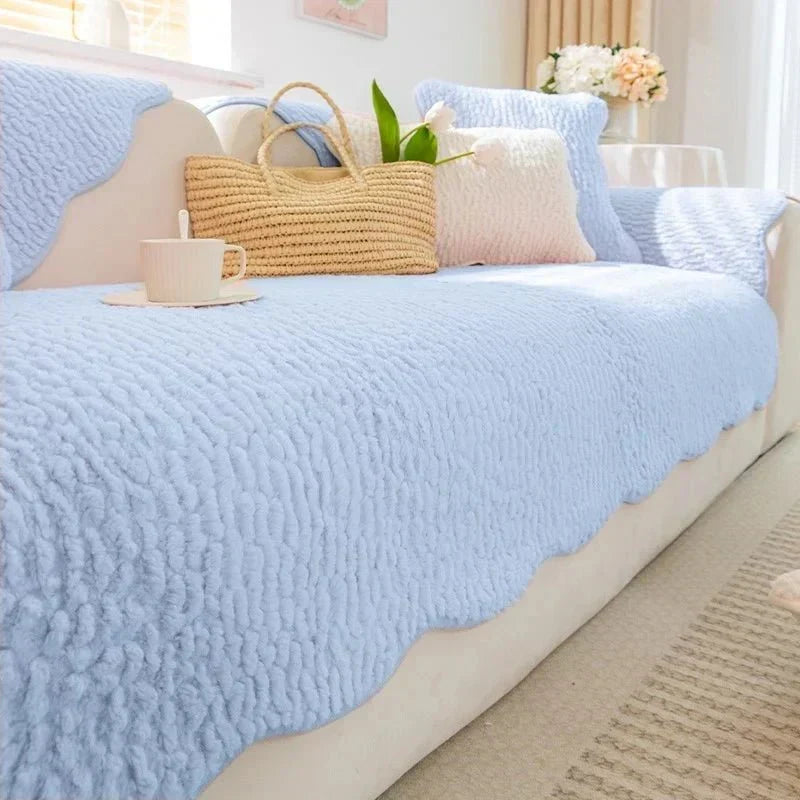 Cozy Cloud Thick Tuft Fleece Sofa Cover — Dense Pile, Upholstery Protector