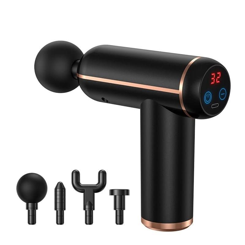 Massaggiatore a percussione PulseFlex Pro — Quattro testine per massaggio, ricaricabile, design compatto