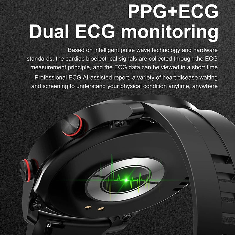 PulseNova Premium Men's Smartwatch — ECG Monitor, PPG Sensor, Call Function