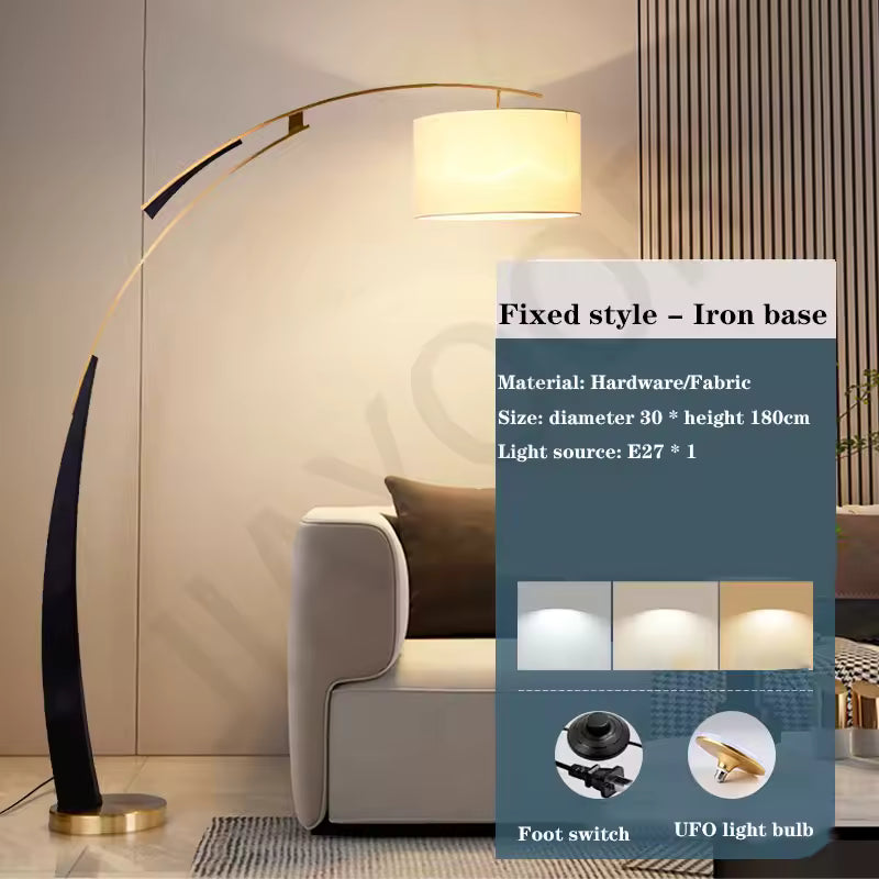 Novara Nordic Floor Lamp With Fabric Shade And LED