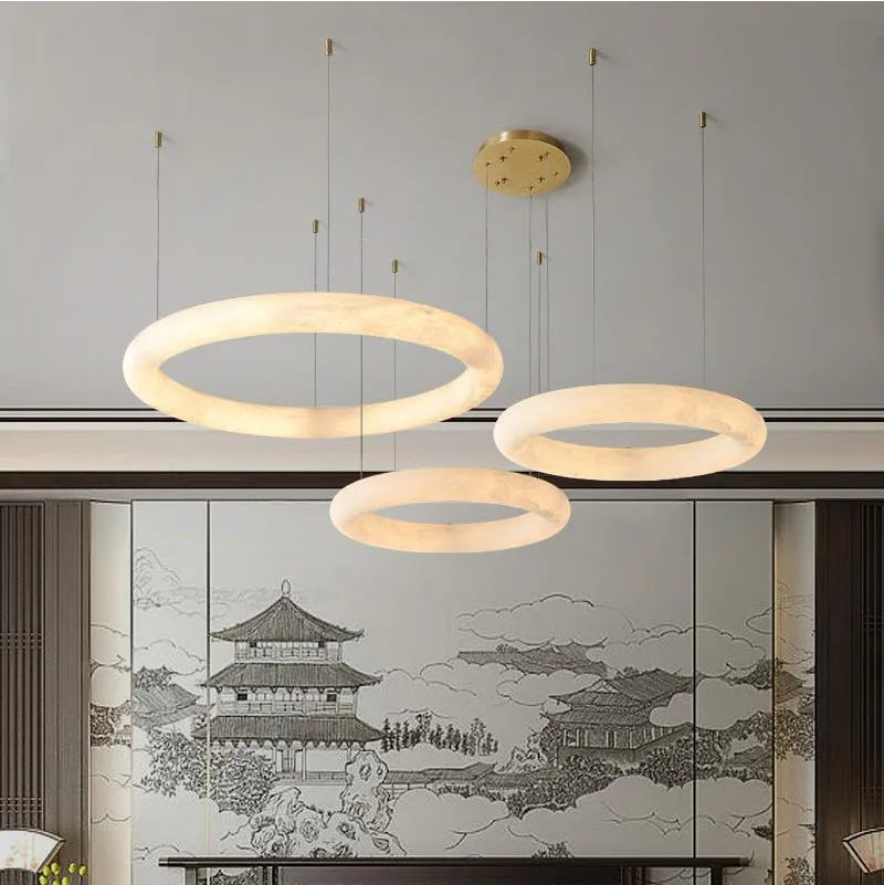 Aurelian Brass Pendant Light With Spanish Marble Orb