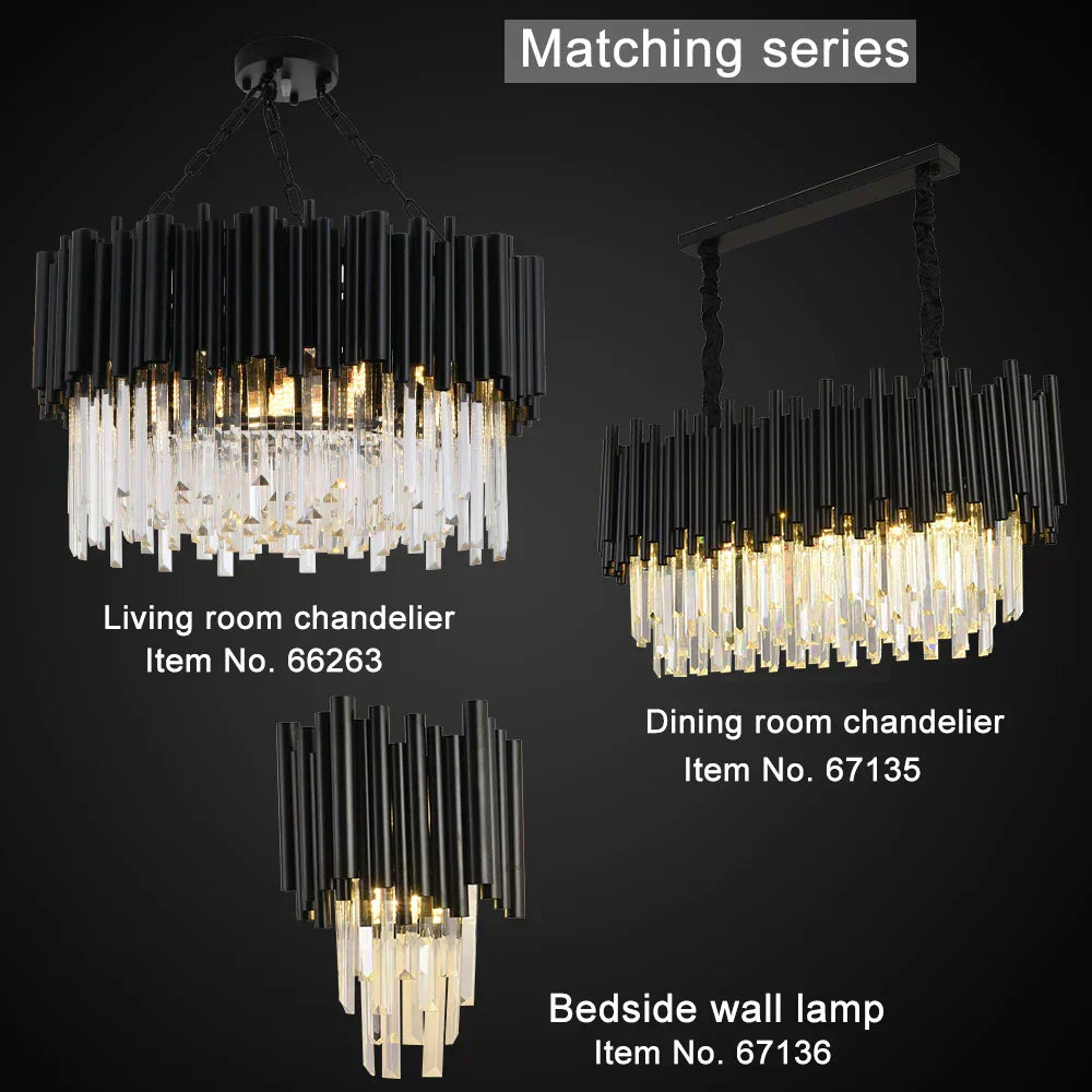Lyrae Noir Crystal Pendant Light In Aluminum Fixture