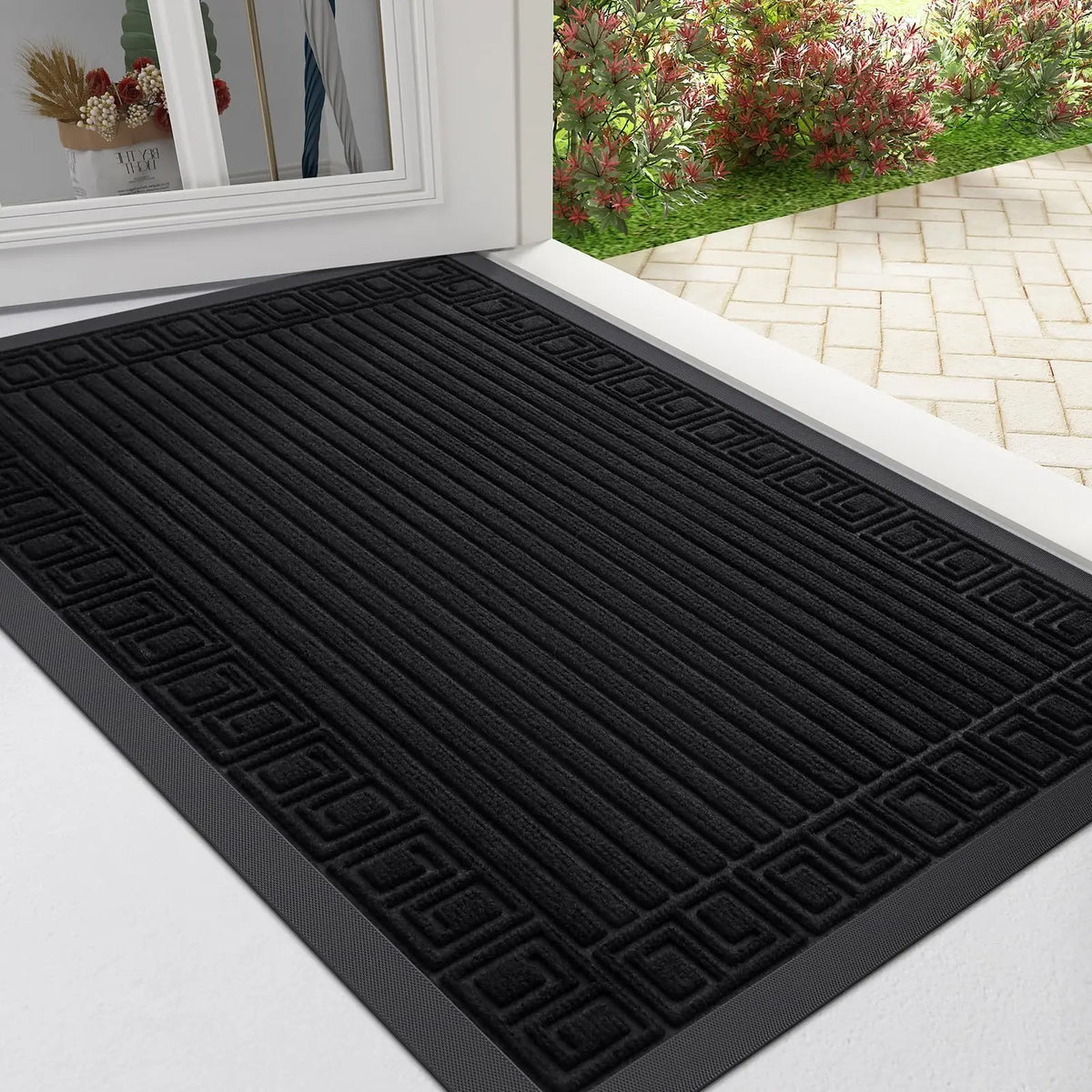 Architectural Ribbed Border Entry Rug | Ventumra